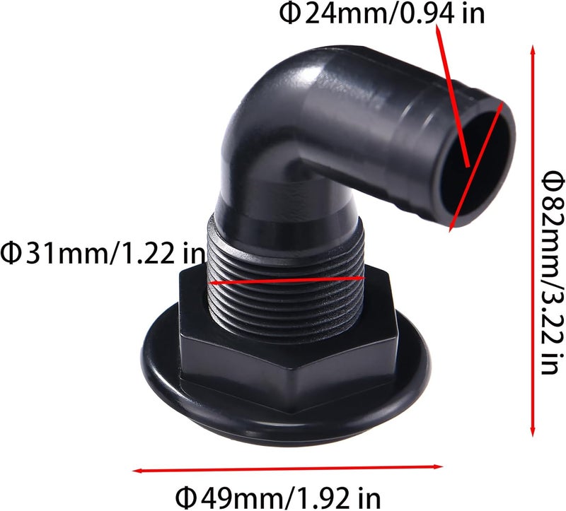 CROSSBODY 2 Pcs Thru Hull Fitting – Plastic Through Hull Connector, Straight Thru Hull Fittings for Boats, Bilge Pump Drain Vent Hose for Yacht, Sail, RV, and Truck - Image 2